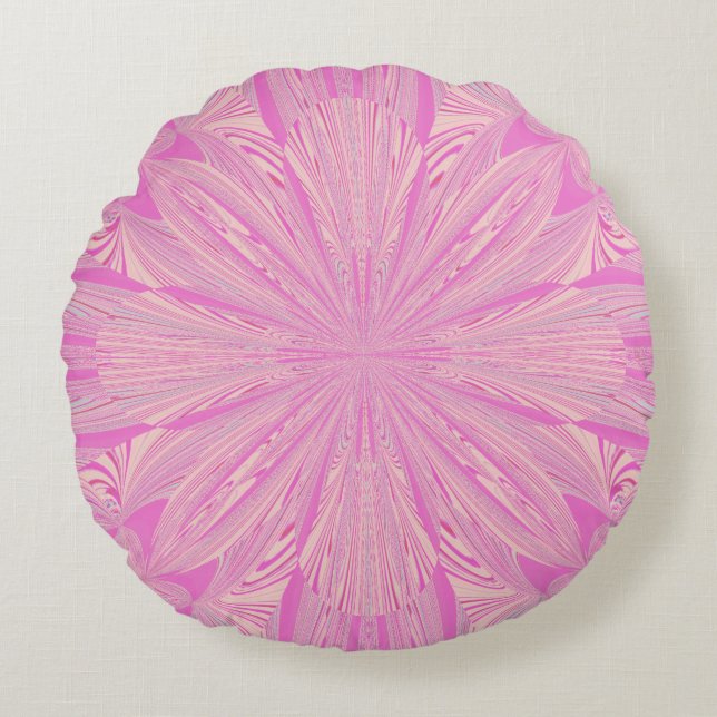 Pretty Orchid Purple Beautiful Abstract Flower Round Pillow (Front)