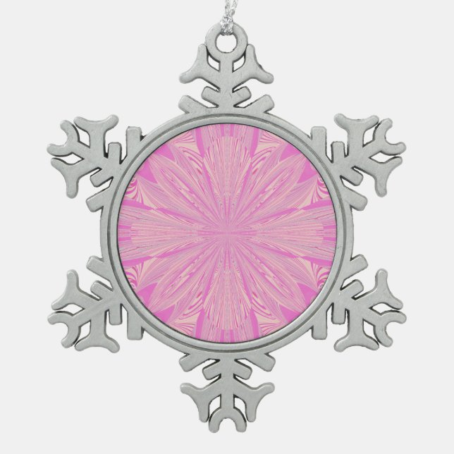 Pretty Orchid Purple Beautiful Abstract Flower Snowflake Pewter Christmas Ornament (Front)