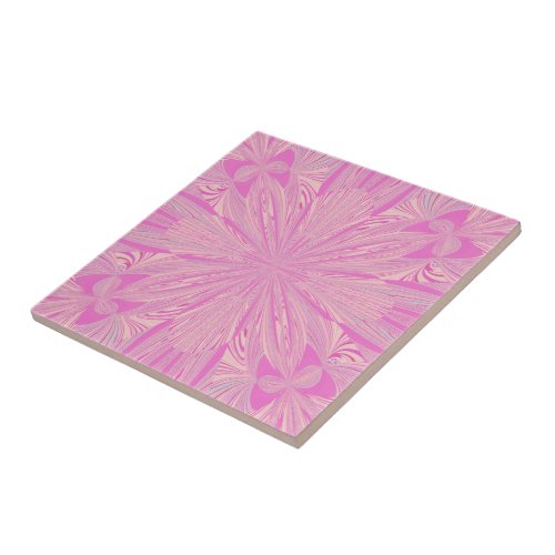 Pretty Orchid Purple Beautiful Abstract Flower Tile