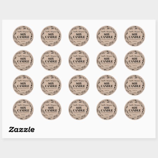 Pretty Organic Kraft Soy Candle Labels Zazzle 