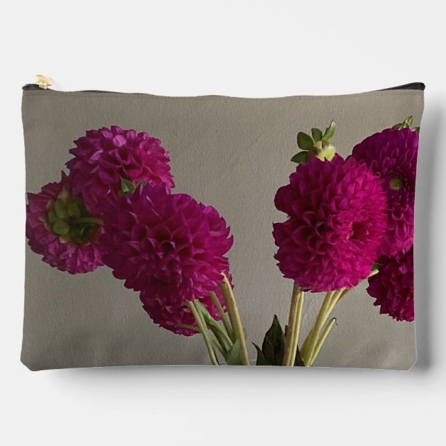 Pretty Original Dahlia Flower Photo +Custom Name Accessory Pouch (Front)