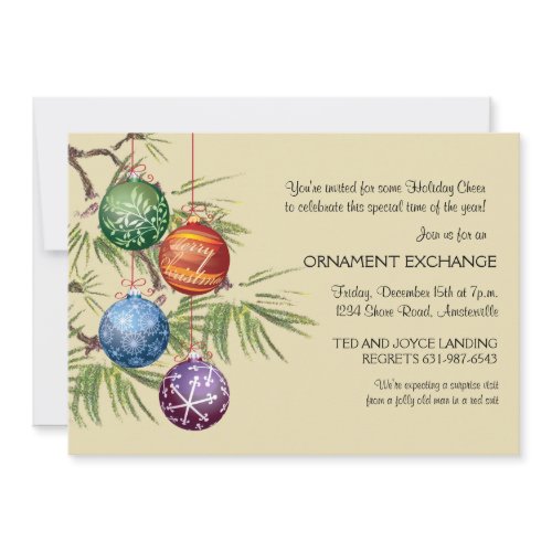 Pretty Ornaments - Holiday Party Invitation