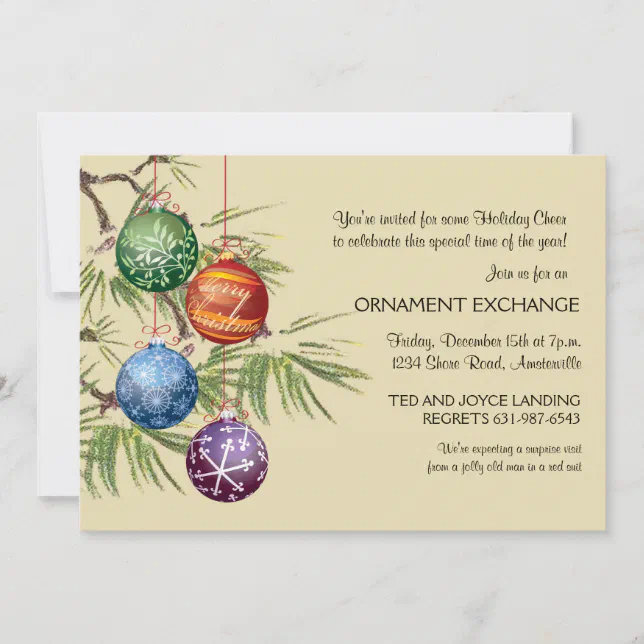 Pretty Ornaments - Holiday Party Invitation | Zazzle