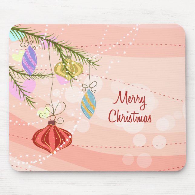Pretty Ornaments Pink Christmas Mousepad (Front)