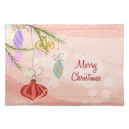 Pretty Ornaments Pink Christmas Placemat