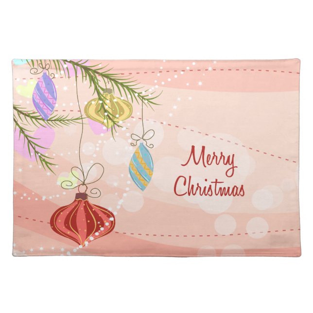 Pretty Ornaments Pink Christmas Placemat (Front)