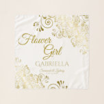 Pretty Ornate Curls Flower Girl Wedding Favor Scarf<br><div class="desc">This beautiful chiffon scarf is designed as a wedding gift or favor for Flower Girls. Designed to coordinate with our Gold Foil Elegant Wedding Suite, it features a gold faux foil filigree border with the text "Flower Girl" as well as a place to enter her name, the couple's name, and...</div>