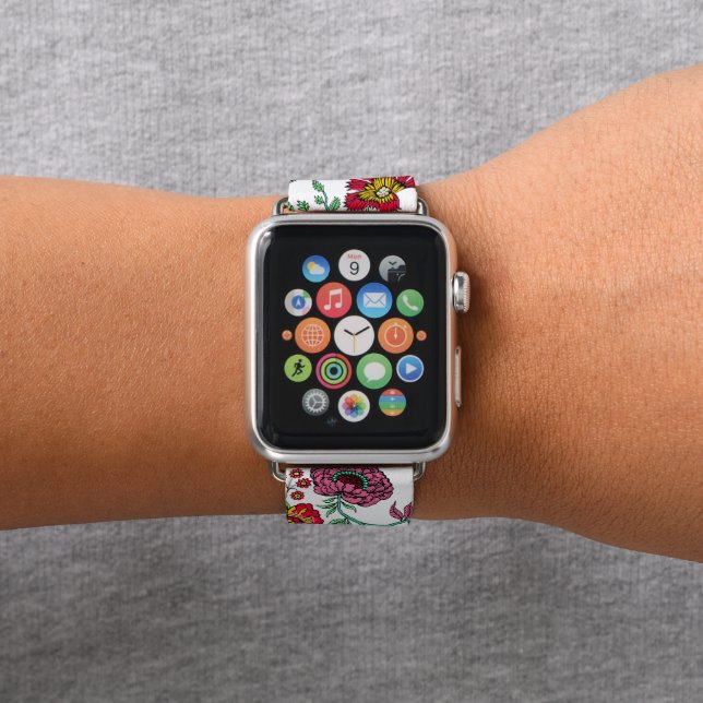 Pretty Ornate Elegant Floral Pattern Apple Watch Band (In Situ)