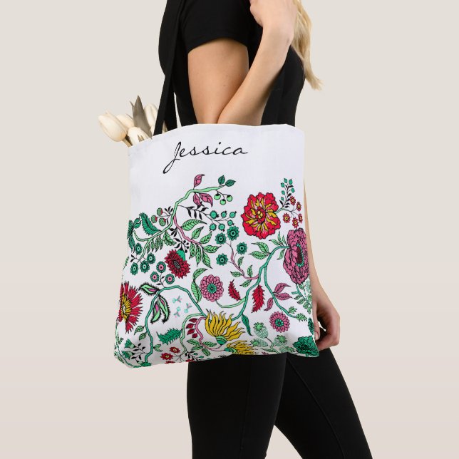 Pretty Ornate Flower Garden Art Personalised Tote Bag (Close Up)