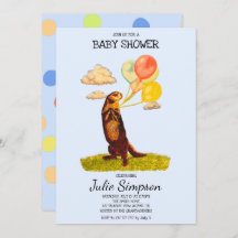 Pretty Otter Holding Colorful Balloons Invitation