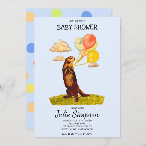 Pretty Otter Holding Colorful Balloons Invitation