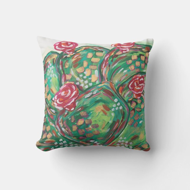 Pretty outdoor pillow/ cactus pillow/ southwest outdoor pillow (Front)