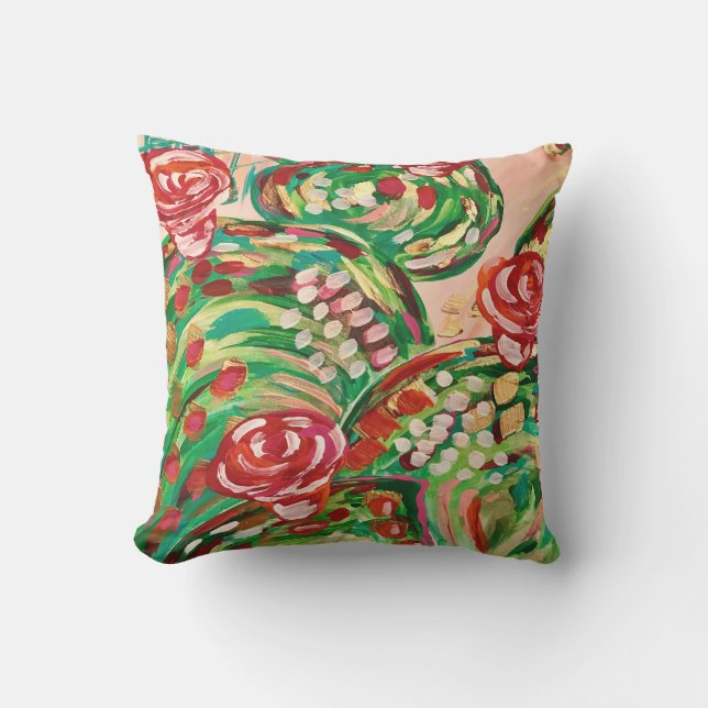Pretty outdoor pillows/ outdoor decor/ cactus throw pillow (Front)