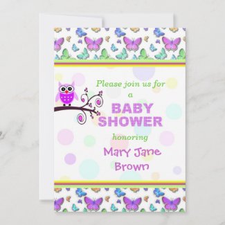 Pretty Owl Baby Shower Invitation