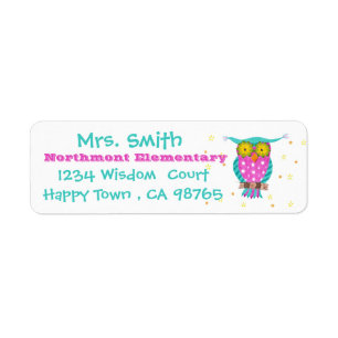 Pretty owl teacher return address labels
