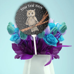 Pretty owl Wearing a Blue Necklace on Branch Stars Balloon
