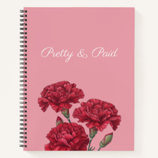 Pretty & Paid with Carnation Flowers Notebook