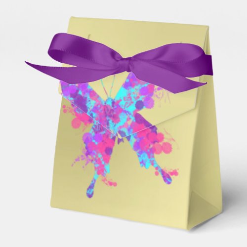 Pretty Paint Splatter Butterfly Peronalized Favor Boxes