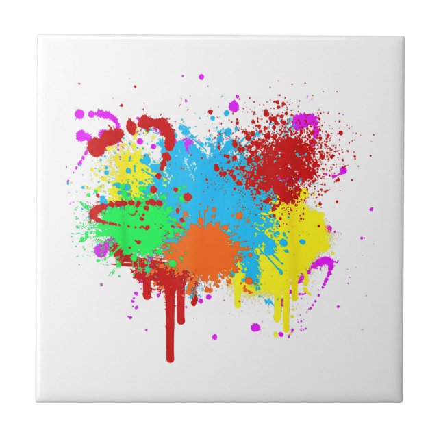 Pretty Paint Splatter Painting Abstract Art Paint  Ceramic Tile (Front)