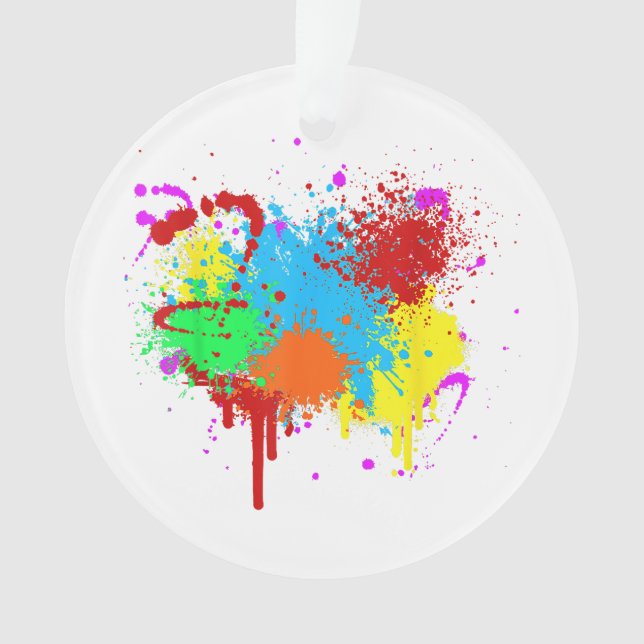 Pretty Paint Splatter Painting Abstract Art Paint  Ornament (Front)