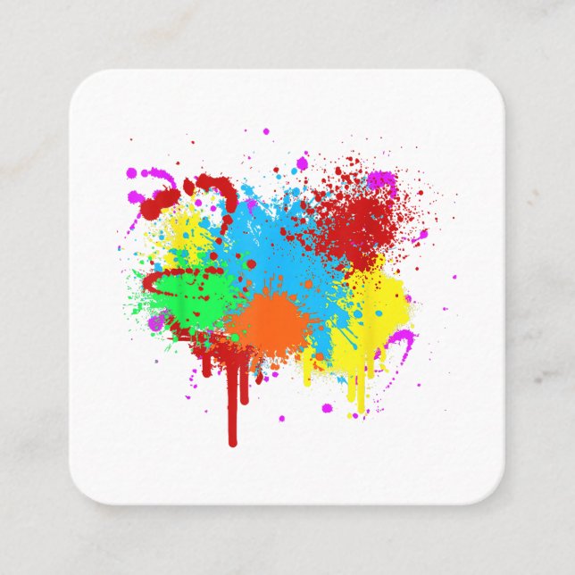 Pretty Paint Splatter Painting Abstract Art Paint  Square Business Card (Front)