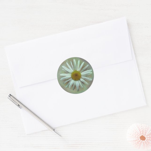 Pretty Painted Daisy Classic Round Sticker (Envelope)