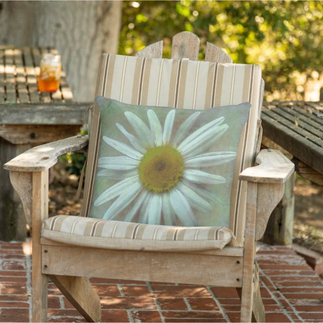 Pretty Painted Daisy Outdoor Pillow (Chair)