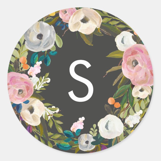 Pretty Painted Floral Classic Round Sticker