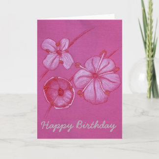 Pretty Painted Flowers Birthday Card