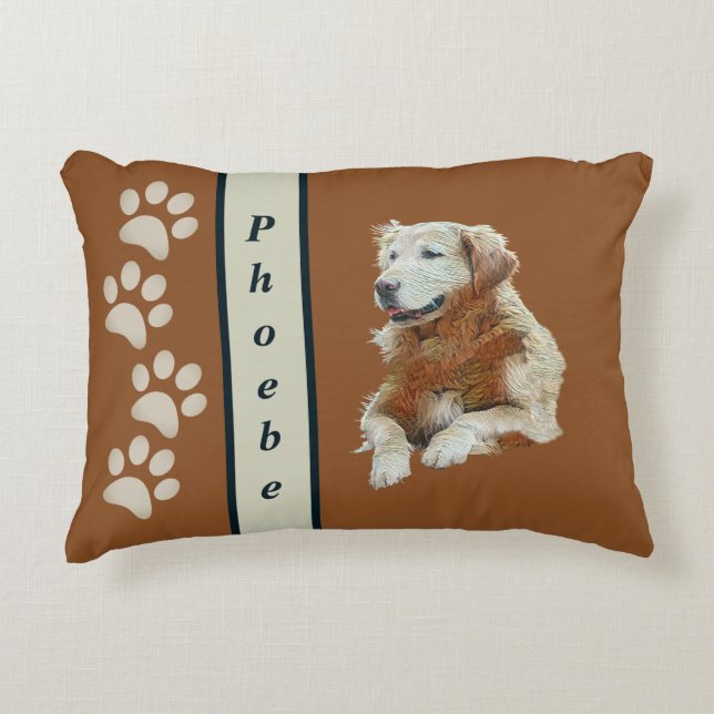 Pretty Painted Golden Retriever Accent Pillow (Front)