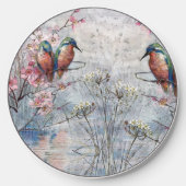 Pretty Painted Kingfishers and Flowers Wireless Charger (Front)