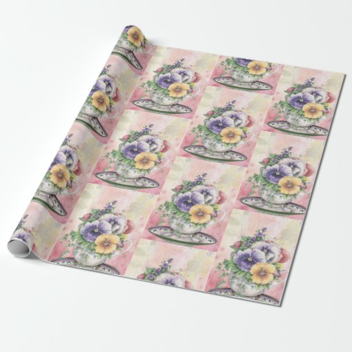 Pretty Painted Pansies Wrapping Paper Zazzle