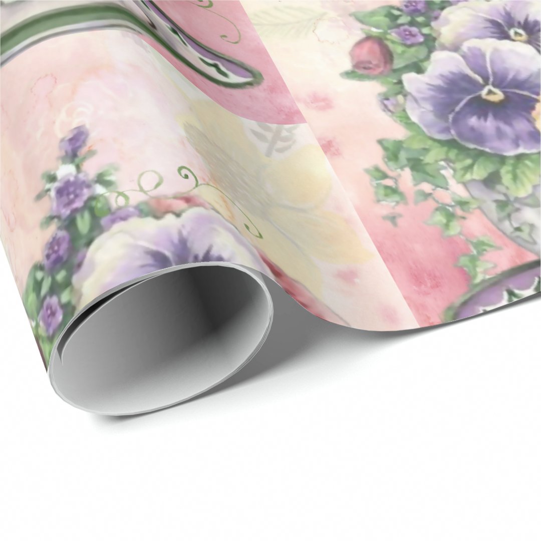 Pretty Painted Pansies Wrapping Paper Zazzle