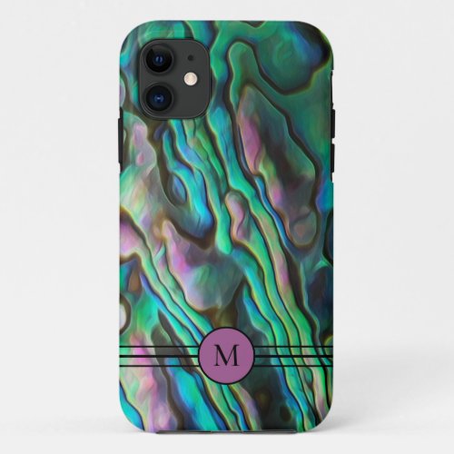 Pretty Painterly Paua Abalone Initial Phone Case