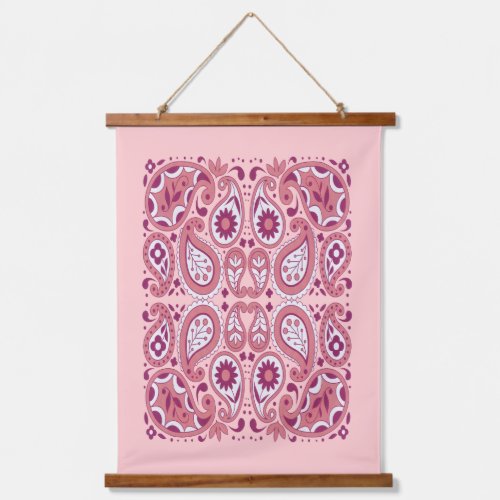 Pretty Paisley Abstract Pattern Shades of Pink Hanging Tapestry