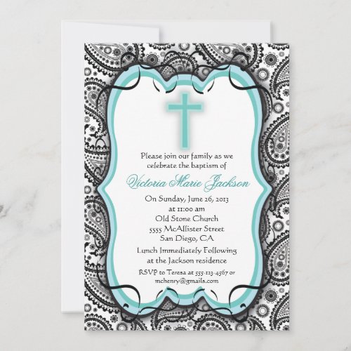 Pretty Paisley Baptism/Christening Invitation