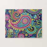 Pretty Paisley Colorful Floral Jigsaw Puzzle<br><div class="desc">This design may be personalized by clicking the customize button and changing the color, adding a name, initials or your favorite words. Contact me at colorflowcreations@gmail.com if you with to have this design on another product. Purchase my original abstract acrylic painting for sale at www.etsy.com/shop/colorflowart. See more of my creations...</div>