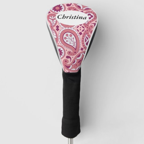 Pretty Paisley pattern in Pinks with flowers Golf Head Cover
