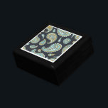 Pretty Paisley Pattern Keepsake Jewelry Gift Box<br><div class="desc">A pretty blue and navy paisley pattern keepsake or jewelry box gift for her. Lacquered wood box with a decorative ceramic lid.</div>