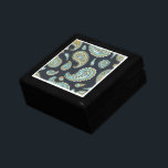 Pretty Paisley Pattern Keepsake Jewelry Gift Box<br><div class="desc">A pretty blue and navy paisley pattern keepsake or jewelry box gift for her. Lacquered wood box with a decorative ceramic lid.</div>