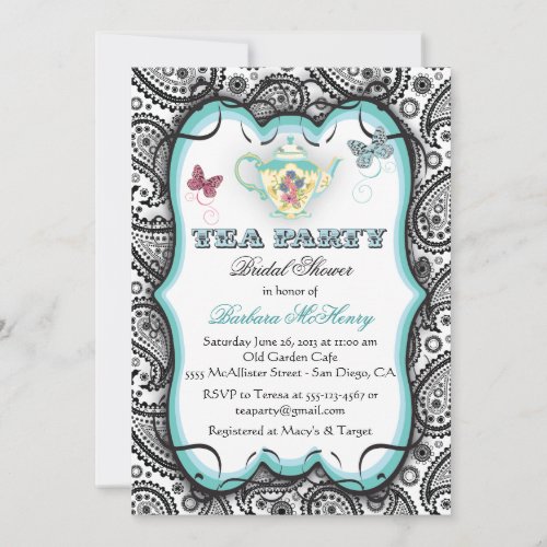 Pretty Paisley Tea Party Invitation