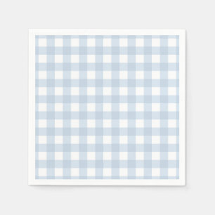 Pretty Pale Denim Blue Gingham Checked Pattern Napkins