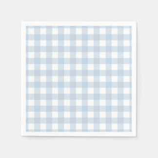 Pretty Pale Denim Blue Gingham Checked Pattern Napkins