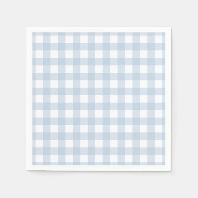 Pretty Pale Denim Blue Gingham Checked Pattern  Napkins (Front)