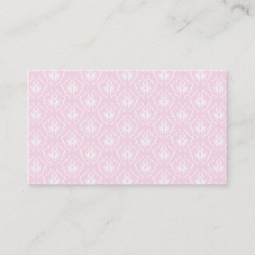Pretty pale pink damask pattern with white. business card