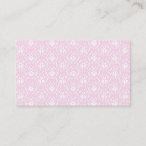 Customizable Pretty pale pink damask pattern with white. business card