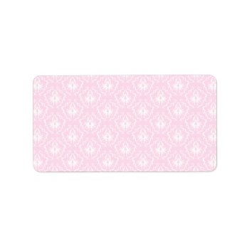 Pretty Pale Pink Damask Pattern With White. Label by Graphics_By_Metarla at Zazzle