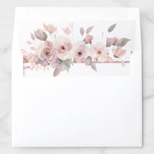 Pretty Pale Pink Flower Bouquet Leaf Pattern  Envelope Liner
