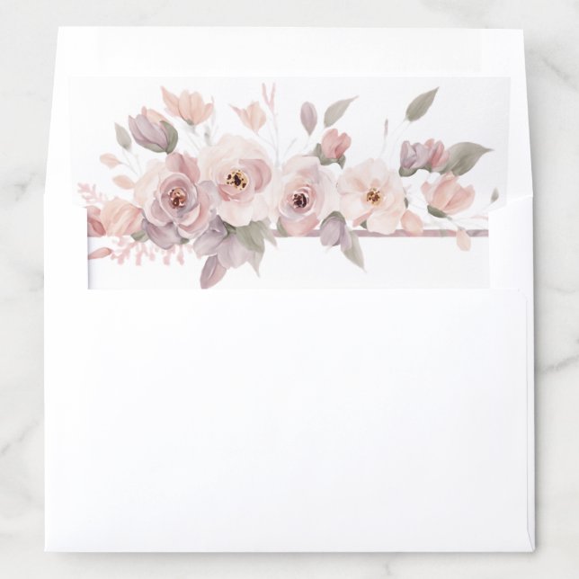 Pretty Pale Pink Flower Bouquet Leaf Pattern  Envelope Liner (In Envelope)