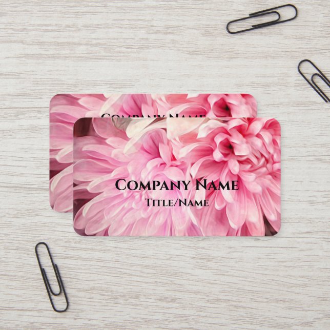pretty  pale pink flower petals custom business card (Front/Back In Situ)